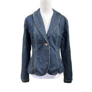 Vintage i.e. relaxed Single Button Contrast Stitch Denim Jacket Sz M